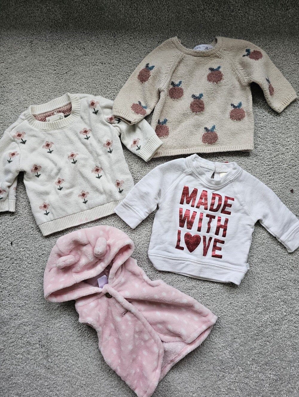 34pc baby girl clothing 0-3 month onesie footie sweater pants vest zara - Picture 2 of 7